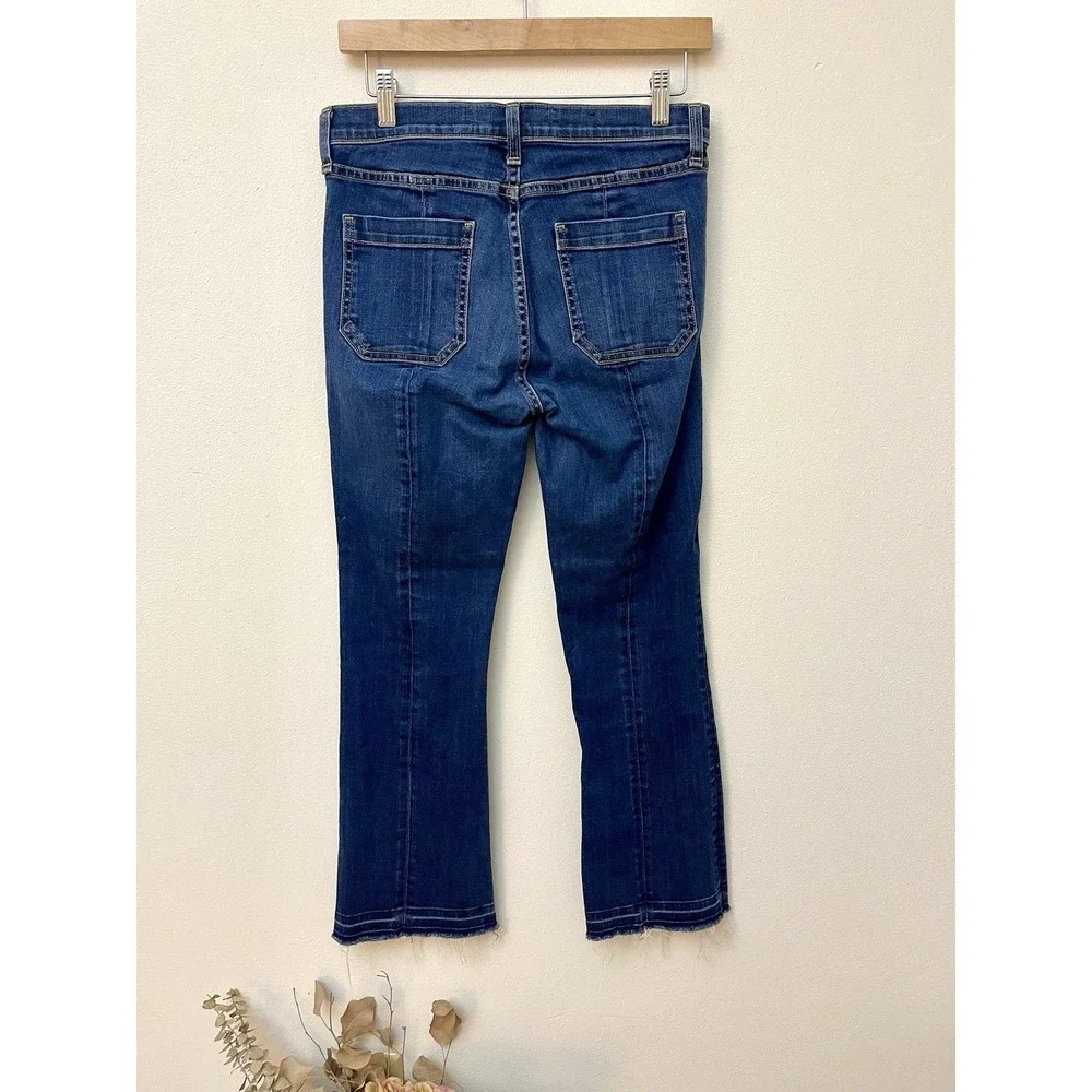 VERONICA BEARD Carolyn 10" Baby Boot Dark Vintage Patch Pocket Kick Flare Jean27 - Picture 10 of 14